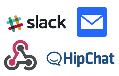 Hipchat, Slack, email and webhooks